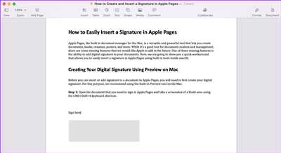 How to insert signature pages