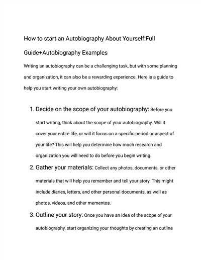 How to make an autobiography