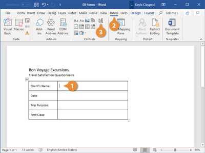Creating a Form in Word