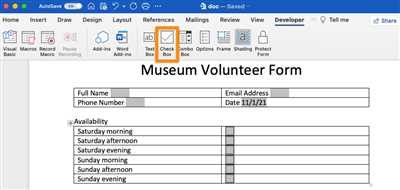 Creating the accessible form in MS Word - Step 1