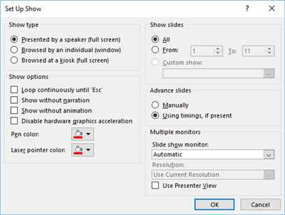 How to set up slideshow